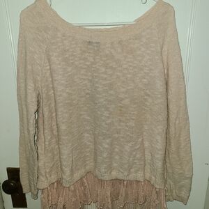 Torrid Beige Knit Sweater with Ruffled Hem